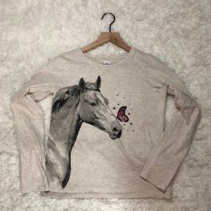 Gap kids long sleeve horse T-shirt w/ butterfly